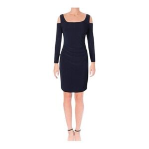 Women's Lauren Ralph Lauren Navy Cut-Out Shoulder Jersey Gown‎ Size 2P